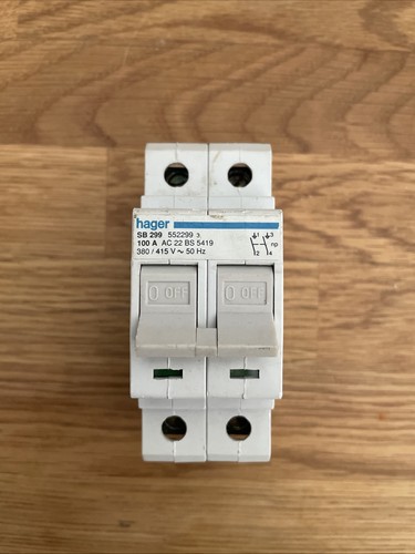 Hager sb299 100a double pole - sb299,