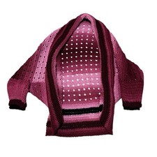 Handmade Crochet Open Front Cardigan Pink Ombré Gradient Bolero Boho Granny 