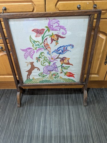Vintage fire screen with glass - with,