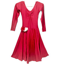 Red Lyrical Dress Dance Costume with leotard, full circle skirt size 2