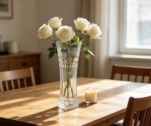 Vintage cut crystal glass vase - vintage,