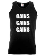GAINS GAINS GAINS Gym Vest - Training,Bodybuilding, Athletic,Hench, MMA, UFC,WWE