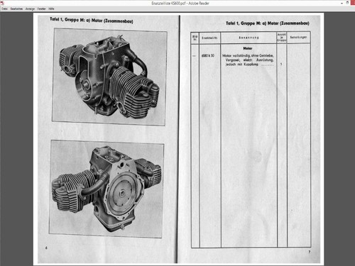 Spare parts list and operating