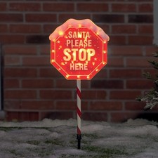 Light Up Santa Stop Here Sign