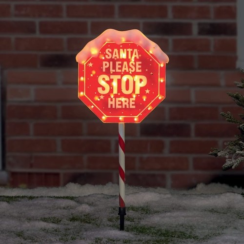 Light santa stop here sign - up,