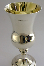 MINT ENGLISH STERLING SILVER WINE GOBLET CHALICE CUP 1967 BARWARE 100g