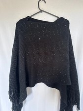 ladies black poncho with