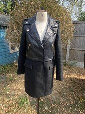 ZARA COAT LEATHER WOOL BLEND