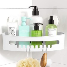 Luxear Corner Shower Caddy Suction Bathroom Storage Basket Wall Mounted, No-Dril