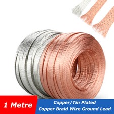 1M Flat Pure Copper/Tin plated Braid Cable Bare Copper Braid Wire Ground Lead