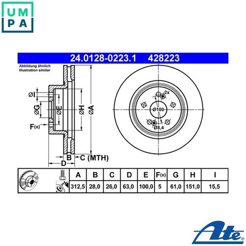 Brake disc 0128 0223 1 - 2x,