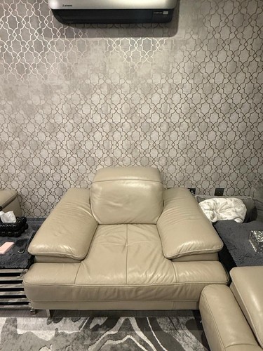 Leather cream sofa armchair - cream,