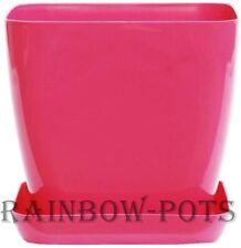 Plastic Flower Plant Pots Modern Square Gloss Orchid + Saucer SET 1 - 2 - 3 - 5