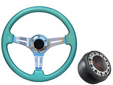 Mint Green Chrome TS Steering Wheel + Boss Kit for CLASSIC VW BEETLE 014