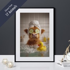 Funny Animal in Bath Print –