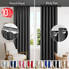 THERMAL BLACKOUT CURTAINS READY MADE RING TOP EYELET OR PENCIL PLEAT + TIE BACKS