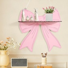 Pink Bow Floating Shelves Wood