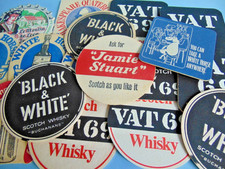 18 nostalgic vintage 1960s breweriana SCOTCH coaster drink mats inc. VAT 69