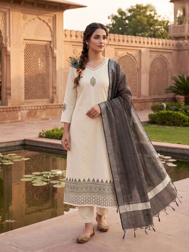 Women cream printed straight - women's,