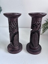 Pair Of Hand Carved Wooden
