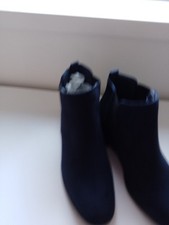 Women New Primark Navy Faux SuedeType/Elastic Chelsea Style Boots Size 5