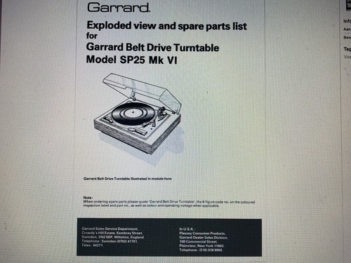 Garrard sp25mk6 service - garrard,