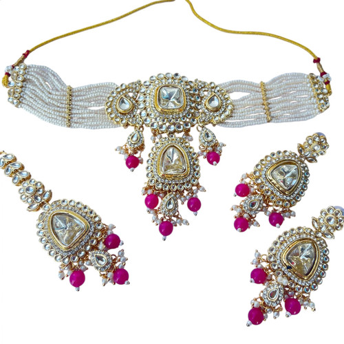 Maleha pink kundan jewellery - pink,