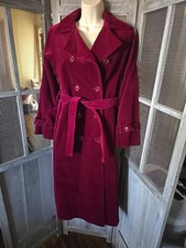 Vintage, de Ball Velvet, Red Double-breasted Velvet Trench Coat 100%Cotton, Sz S