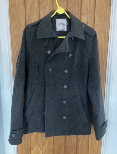 Topman mens grey coat - grey, size