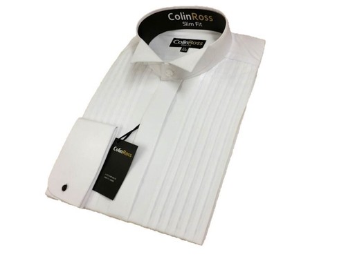 Slimmer fit mens white pleated - slimmer,
