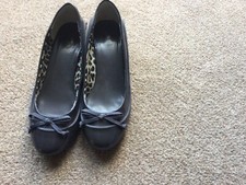 bhs grey faux patent leather ladies low heel ballet shoes UK 6 eur 39