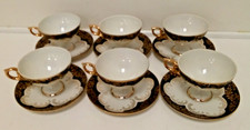 Italian FF Porcellana Espresso Coffee Cups H5.5cm D8cm Saucers D11cm x6 Vintage