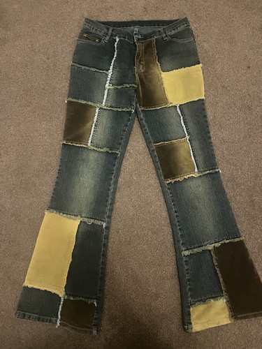 Vintage y2k patchwork flared - vintage,