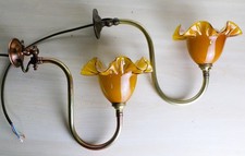 2 Antique Wall Lights Edwardian Gas Lamps Converted to Electric With Shades