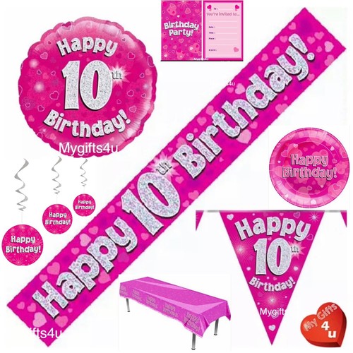 Pink 10th happy birthday - happy,