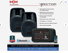 Vector VRC-210 1000W DJ PA System Kit Package Bluetooth Mixer 10" Speakers Leads