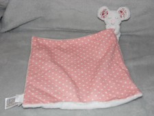Kiddicare mouse comforter soft toy pink polka dot blankie floral ears white