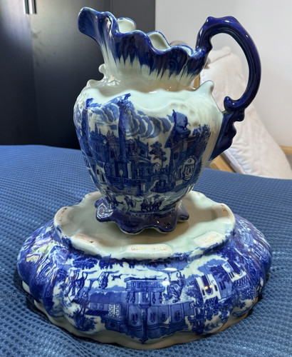 Antique victorian blue white - &,