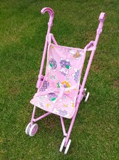 Baby Dolls Pink Umbrella Buggy Fold Up Teddy Pattern