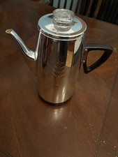 Vintage SONA J.985 Aluminium Coffee Percolator with Glass Lid & Bakelite Handle