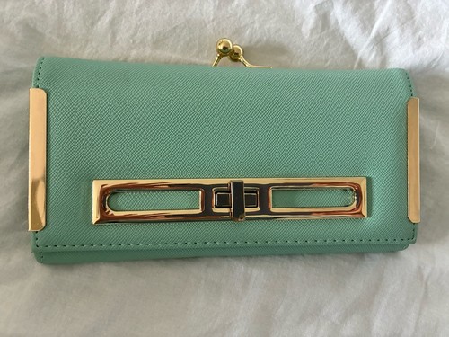 Mint green faux - faux, clutch