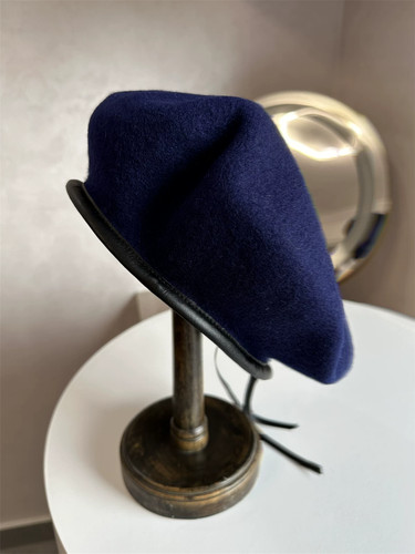 Men wool blend beret - wool, faux