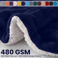 480 GSM Luxury Heavy Sherpa Blanket Warm Faux Fur Mink Sofa Bed Fleece Throw UK