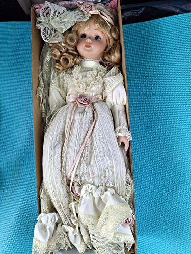 Porcelain girl doll blonde - porcelain,