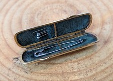 Vintage WW1 Era Brass Sewing Case Etui. With Ring for Fob.