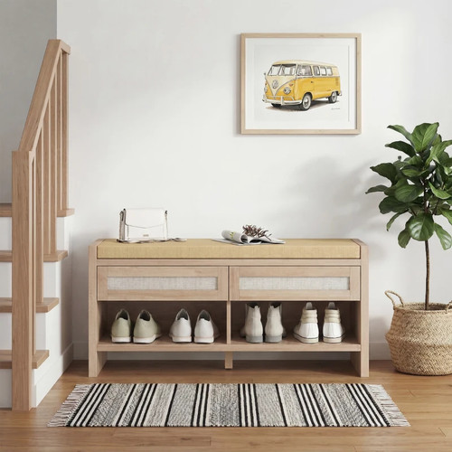 Boho shoe bench rattan - boho, 2