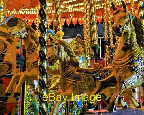 Photo 6x4 fairground - horses, at