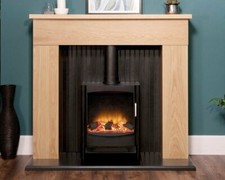 Electric fire stove - electric, oak