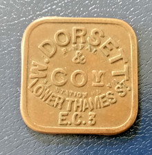 LONDON MARKET TRADE TOKEN : W. DORSETT & Co. ,  BILLINGSGATE FISH MARKET : 1/-