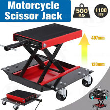 500KG Motorcycle Motorbike Workshop Scissor Lift Jack Stand Paddock with 4 Wheel